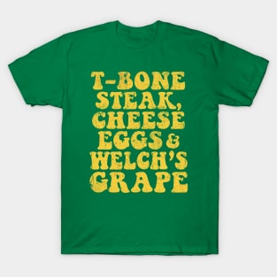 Vintage Guest Check T-Bone Steak, Cheese Eggs, Welch's Grape T-Shirt